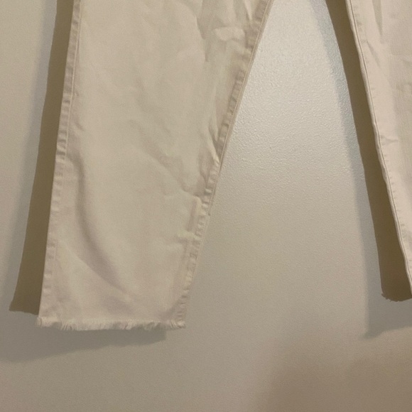 Eileen Fisher Organic Cotton Denim Straight White Raw Hem Ankle Jeans Large - Picture 5 of 8
